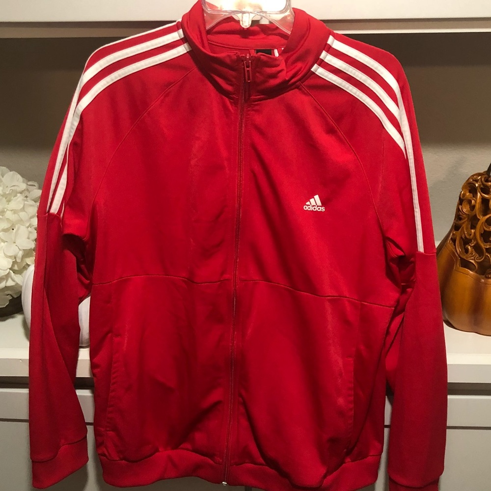 Red adidas zipped jacket
